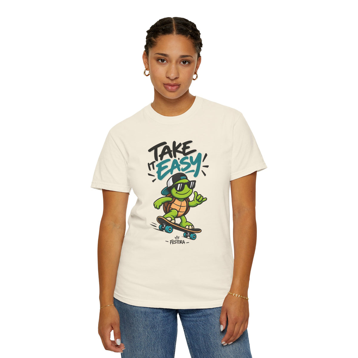 Take It Easy Skate Turtle Graphic T-Shirt | Festora Everyday