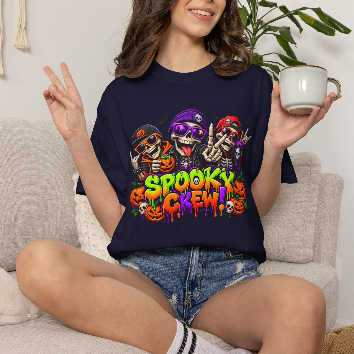 Spooky Crew Halloween T-Shirt – Funny Skeleton Graphic Tee