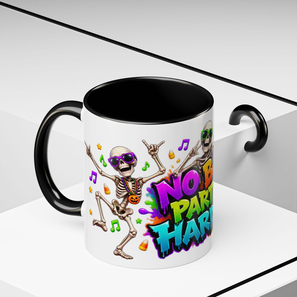 No Body Parties Harder Halloween Skeleton Party White Mug