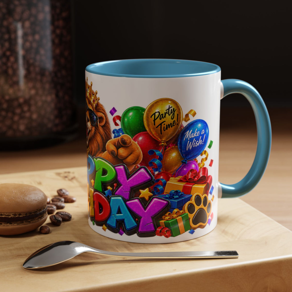 Lion Happy Birthday Mug – Colorful 3D King Celebration Design