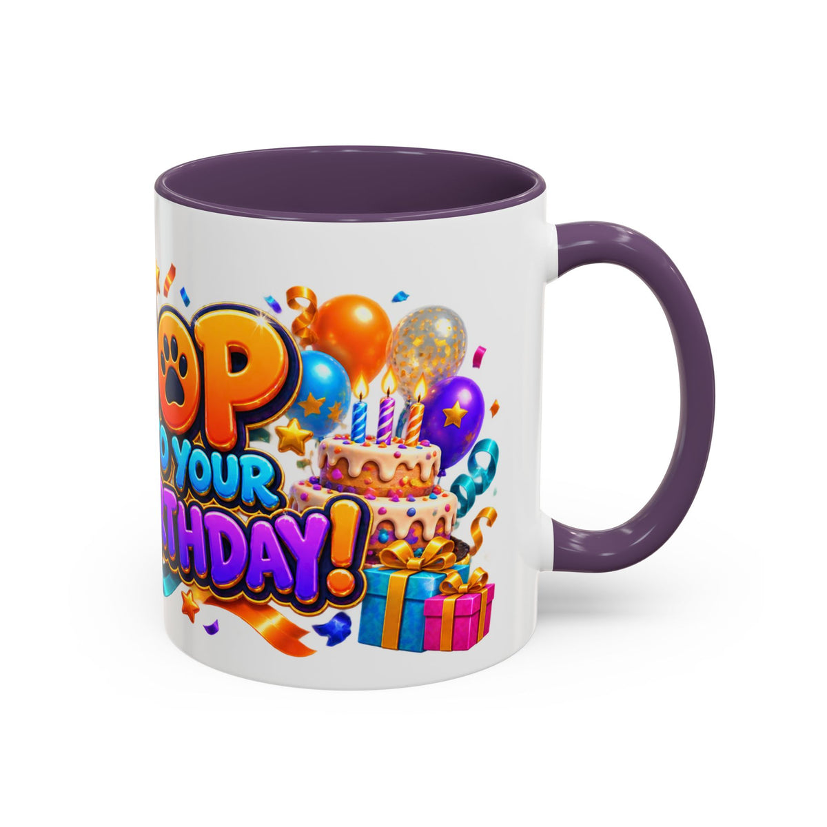 Hop Into Your Birthday White Mug – Cute Kangaroo Birthday Cup, Colorful Fun Party Gift