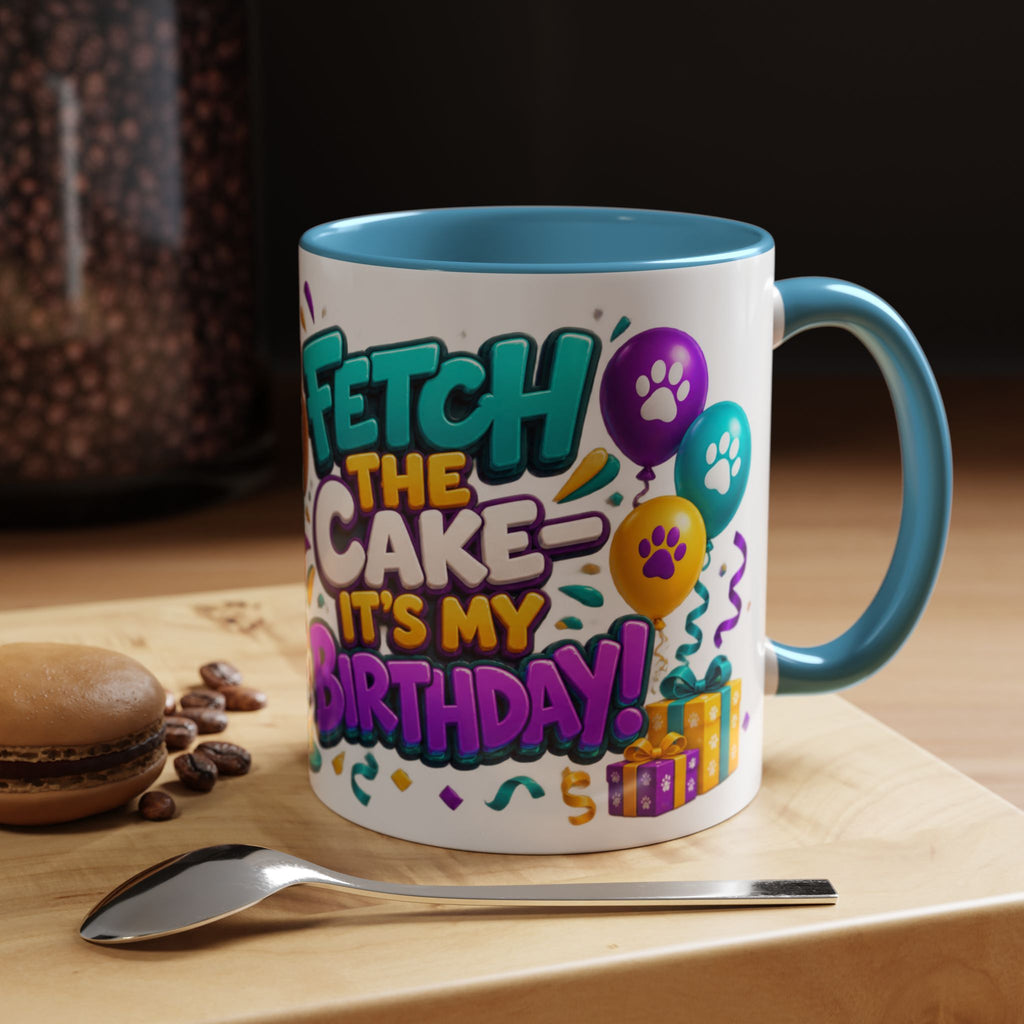 Beagle Birthday Mug – Fetch the Cake White Ceramic Coffee Cup