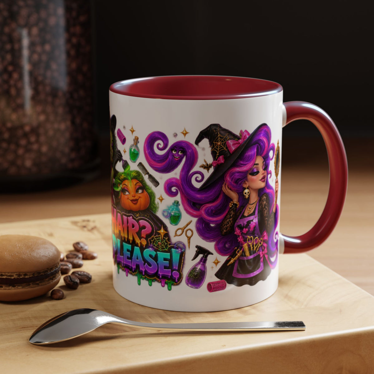 Bad Hair Witch Please Halloween Hairstylist White Mug