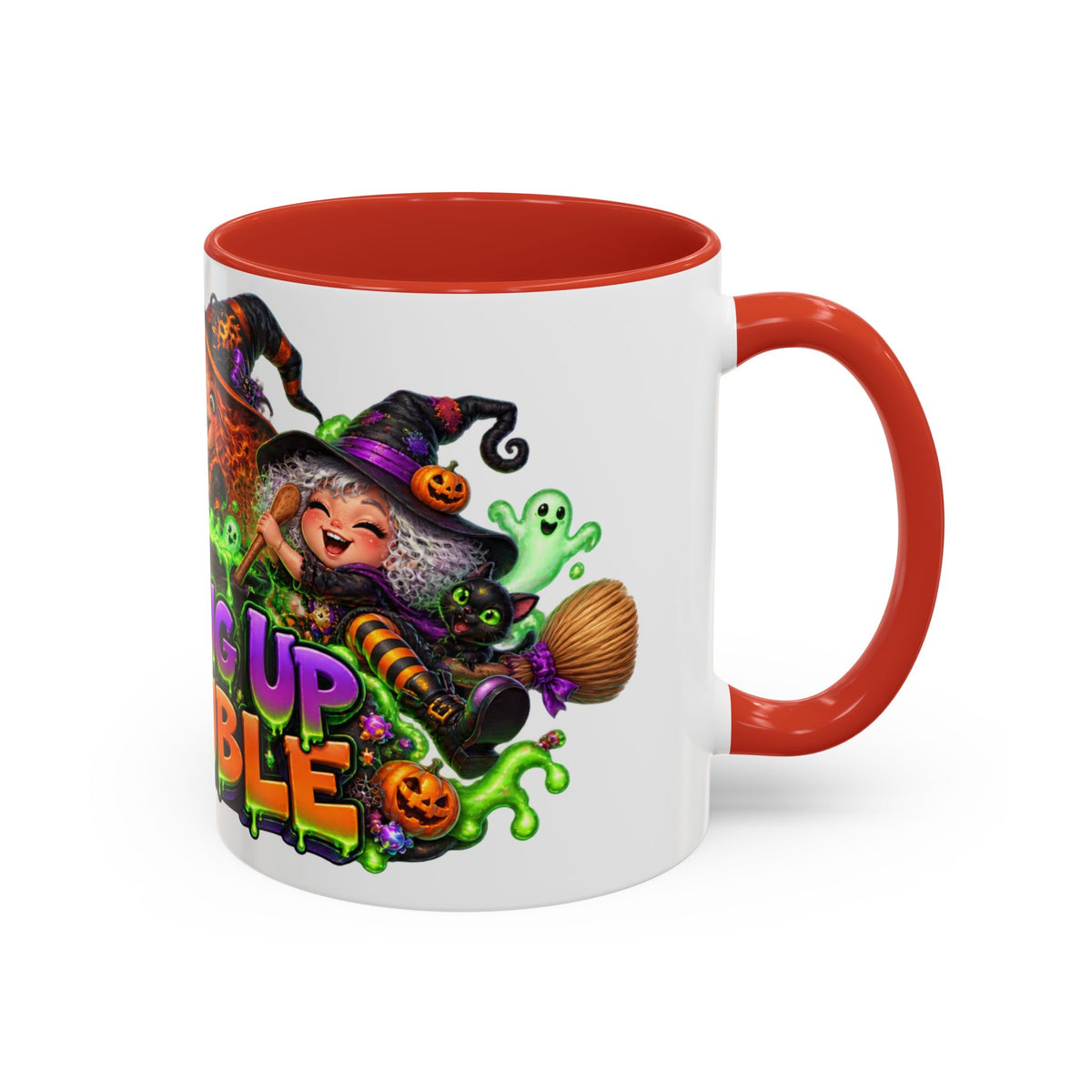 Brewing Up Trouble Witches Halloween White Mug
