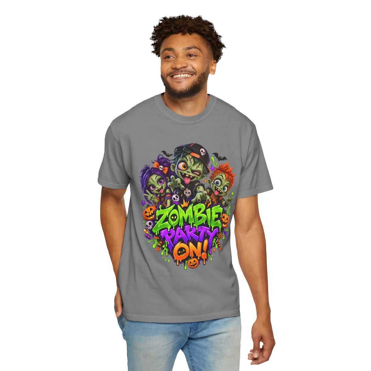 Zombie Party On! – Halloween Zombie Crew Graphic T-Shirt
