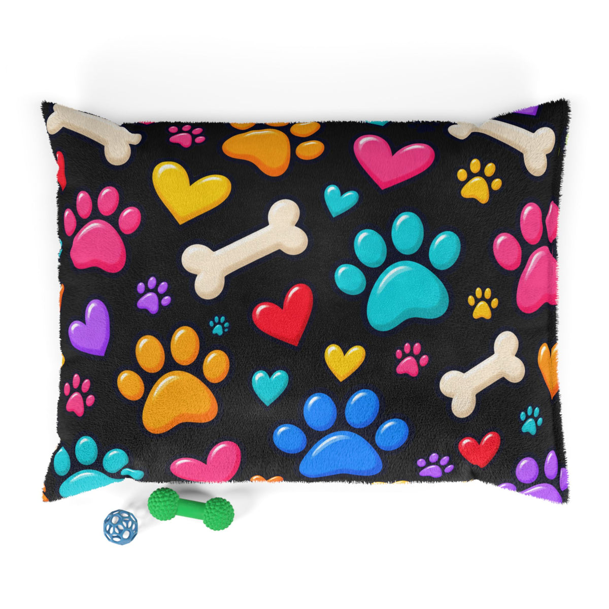 Colorful Paws Pet Bed – Black Dog & Cat Cushion in 3 Sizes