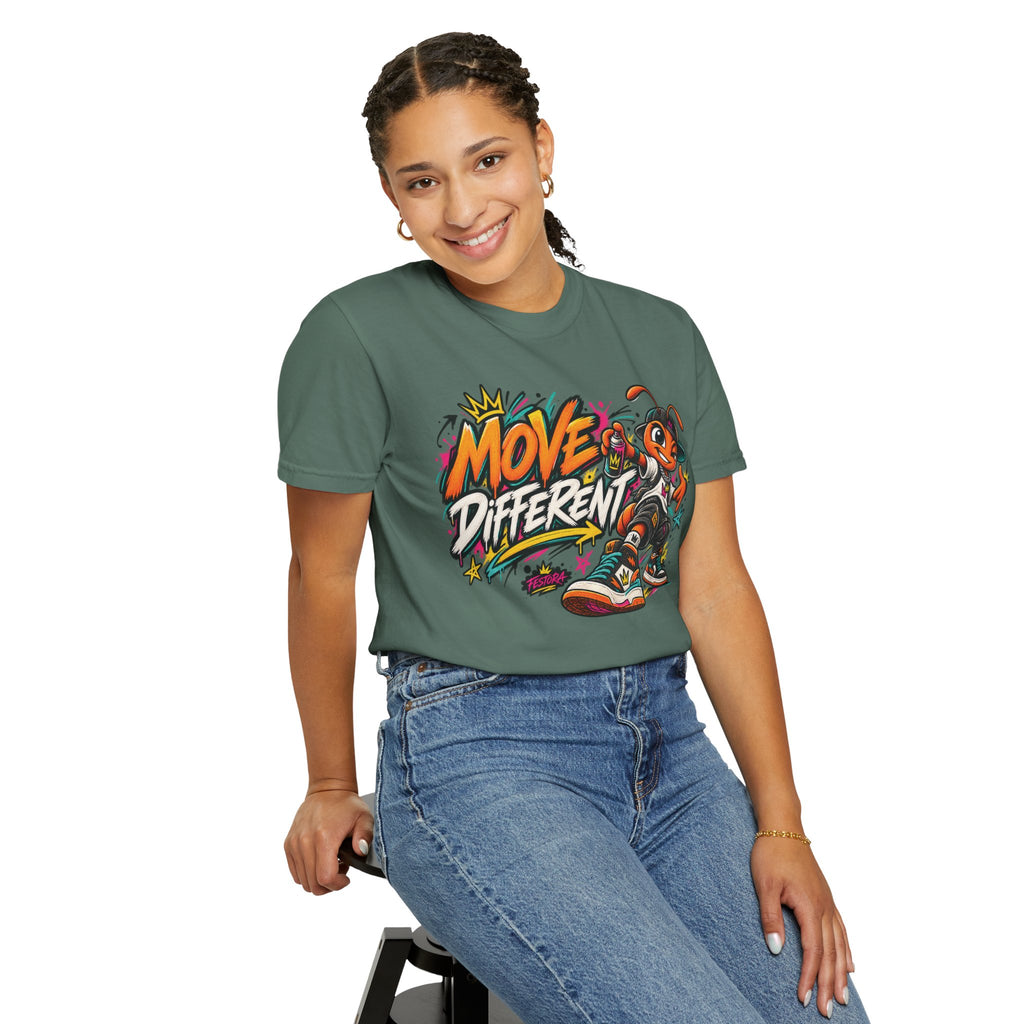 Move Different Graphic T-Shirt — Streetwear Skate Ant Mascot Design