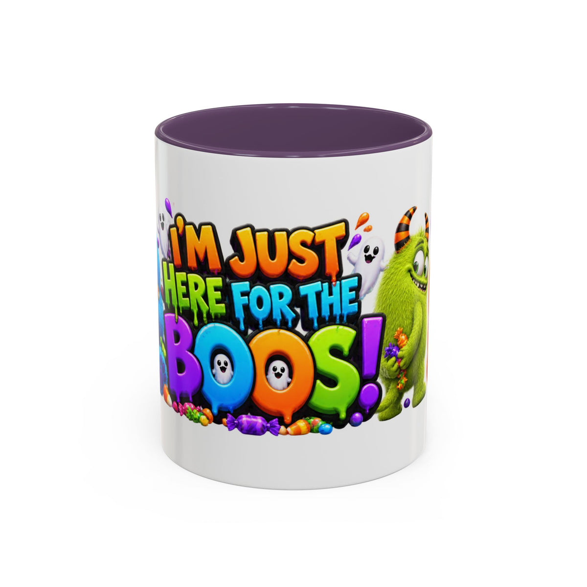 I’m Just Here for the Boos Funny Halloween Monster White Mug