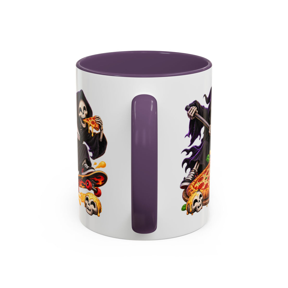 Slice to Meet You Funny Grim Reaper Pizza Halloween White Mug