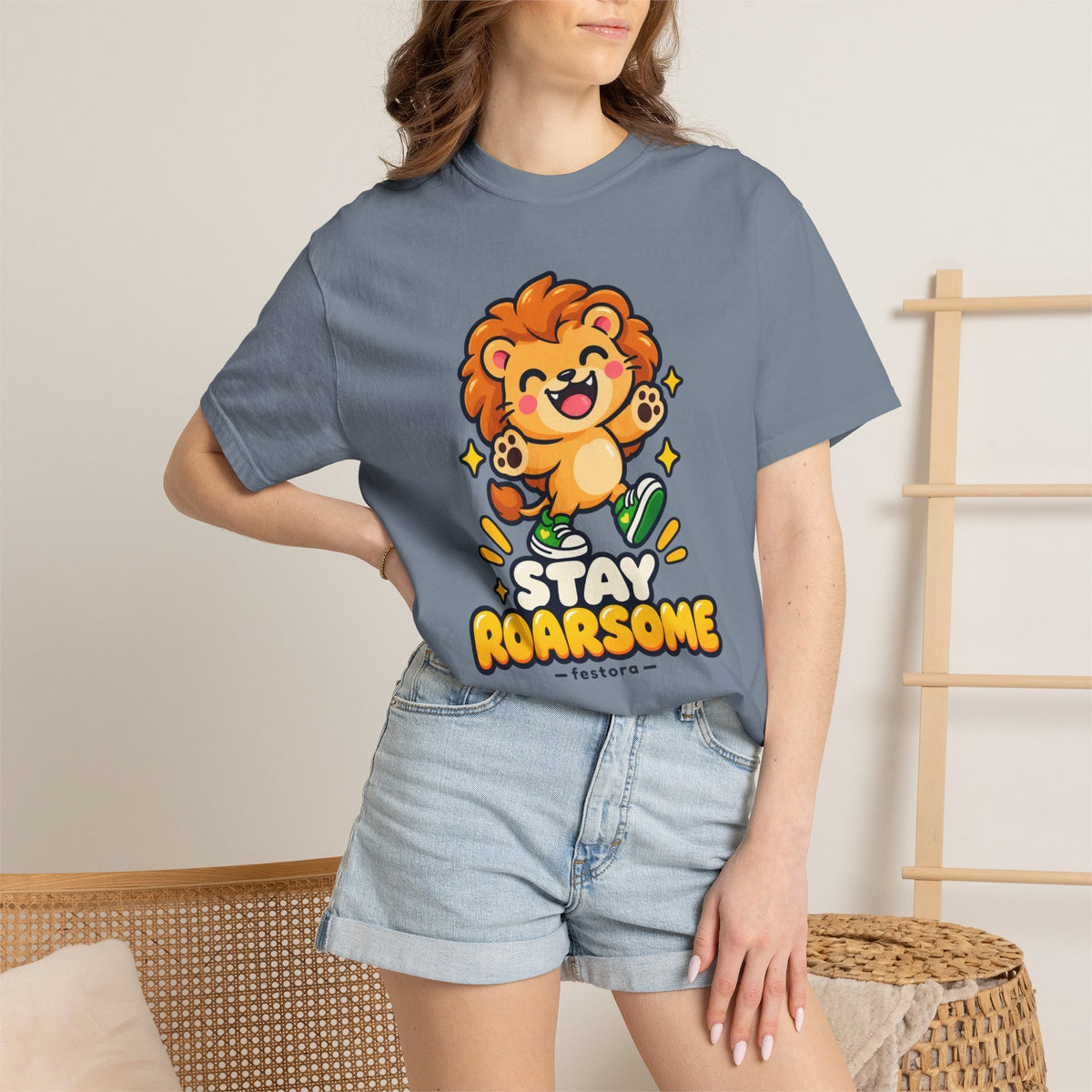 Stay Roarsome – Cute Happy Lion Graphic T-Shirt