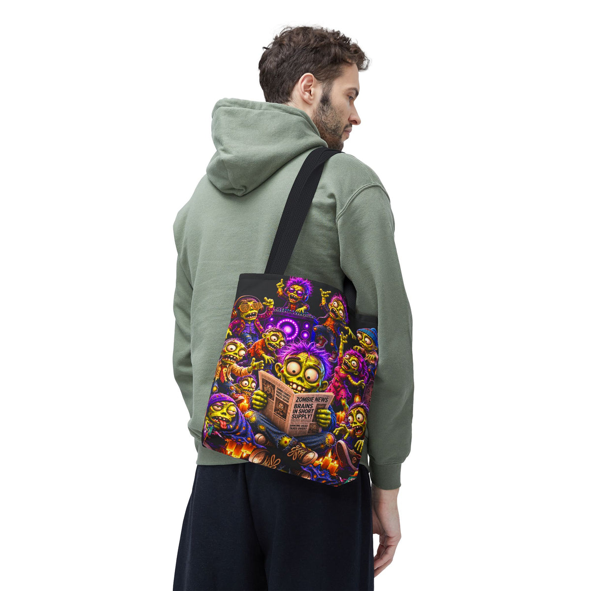 FestoraShop Funny Zombies Tote Bag - Cute 3D Halloween Zombie Reading Design