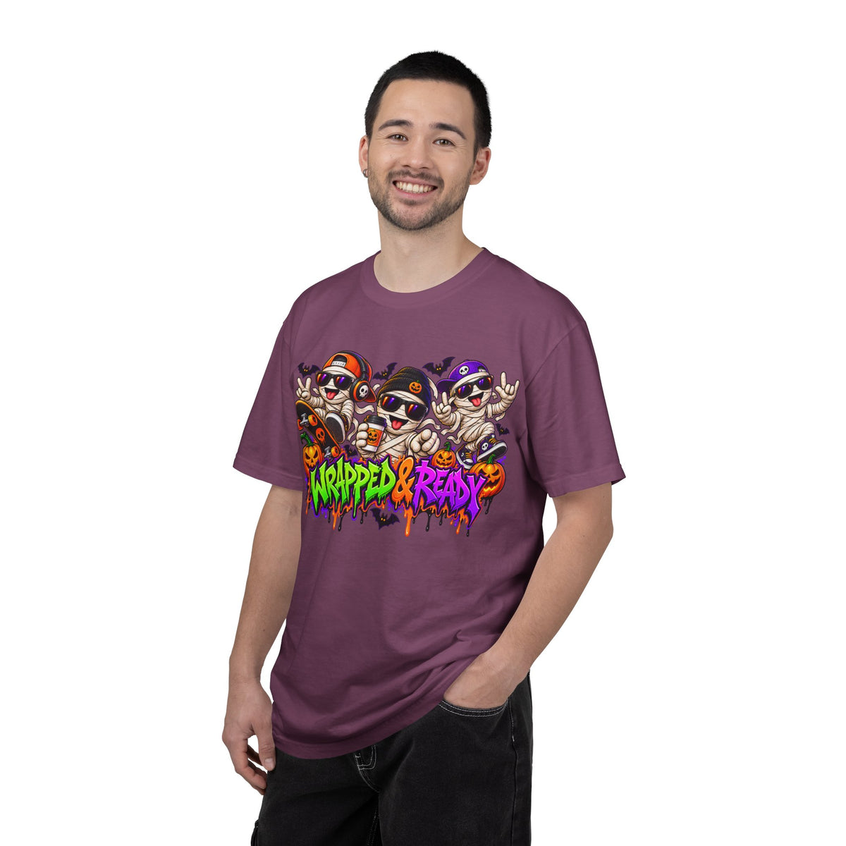 Wrapped & Ready – Halloween Mummy Crew Graphic T-Shirt
