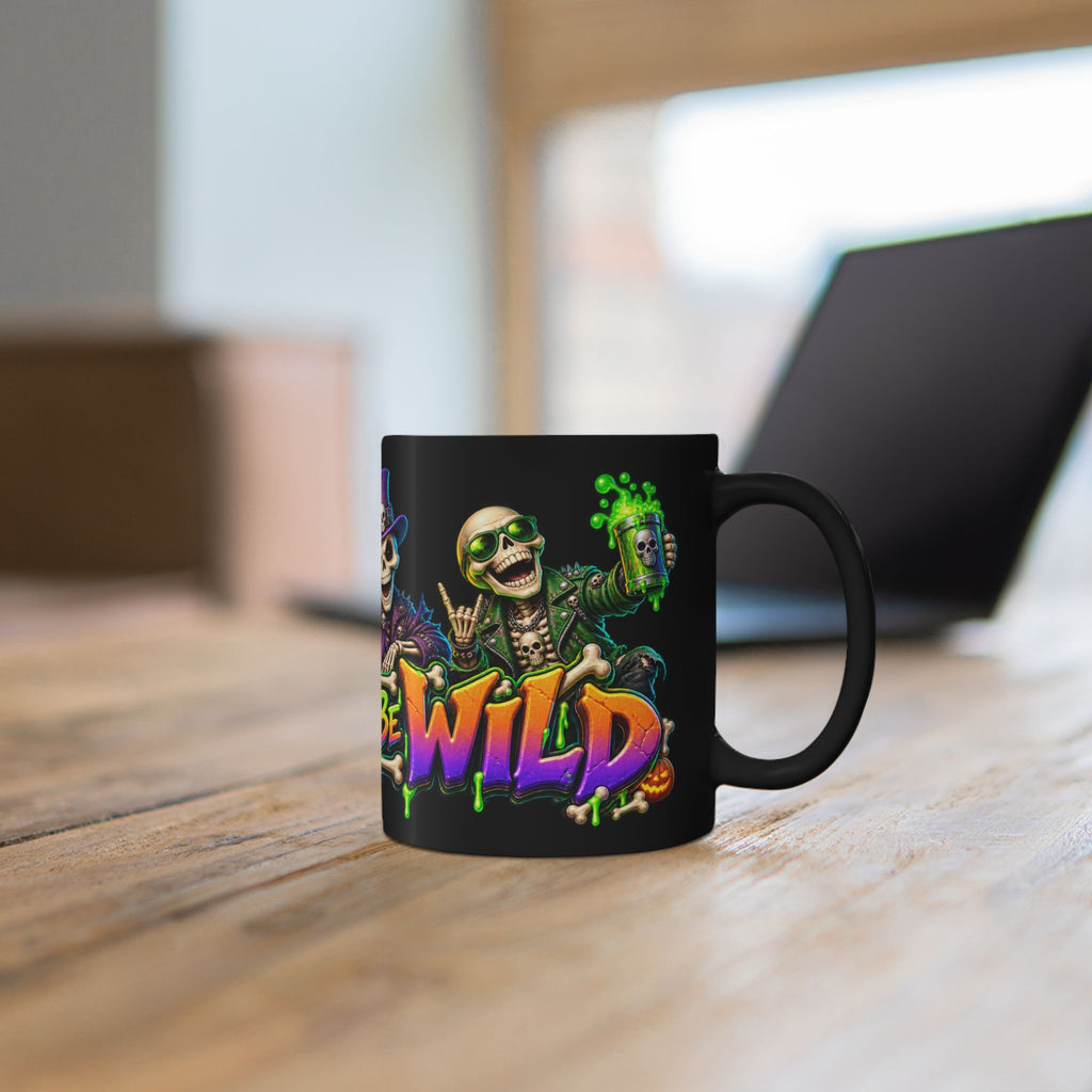 Bone to Be Wild Skeleton Crew Halloween Black Mug