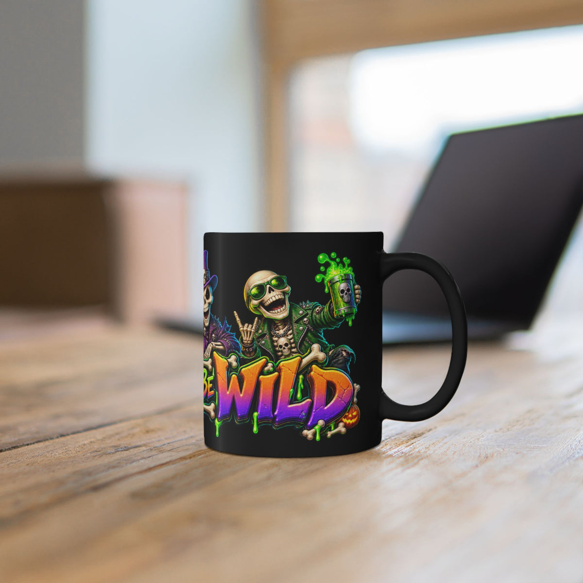 Bone to Be Wild Skeleton Crew Halloween Black Mug