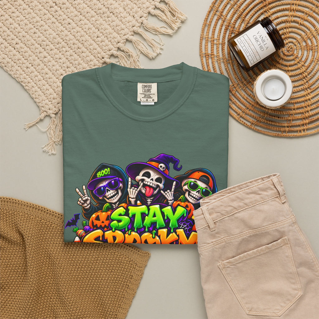 Stay Spooky Halloween T-Shirt – Funny Skeleton Crew Colorful Graphic Tee