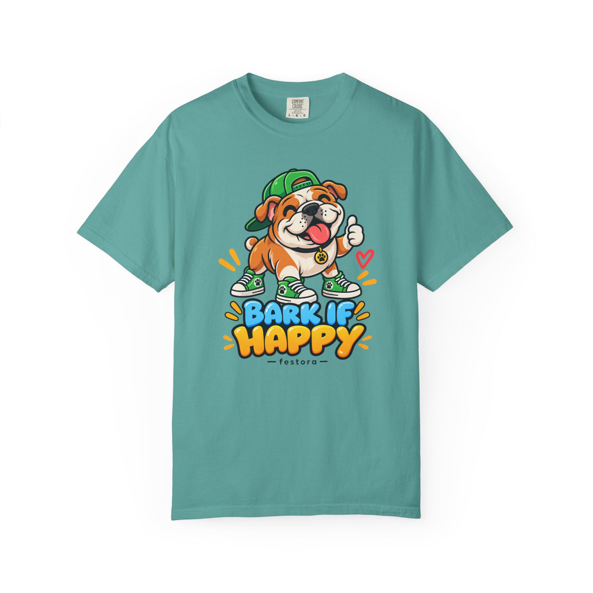Bark If Happy – Cute Bulldog Graphic T-Shirt