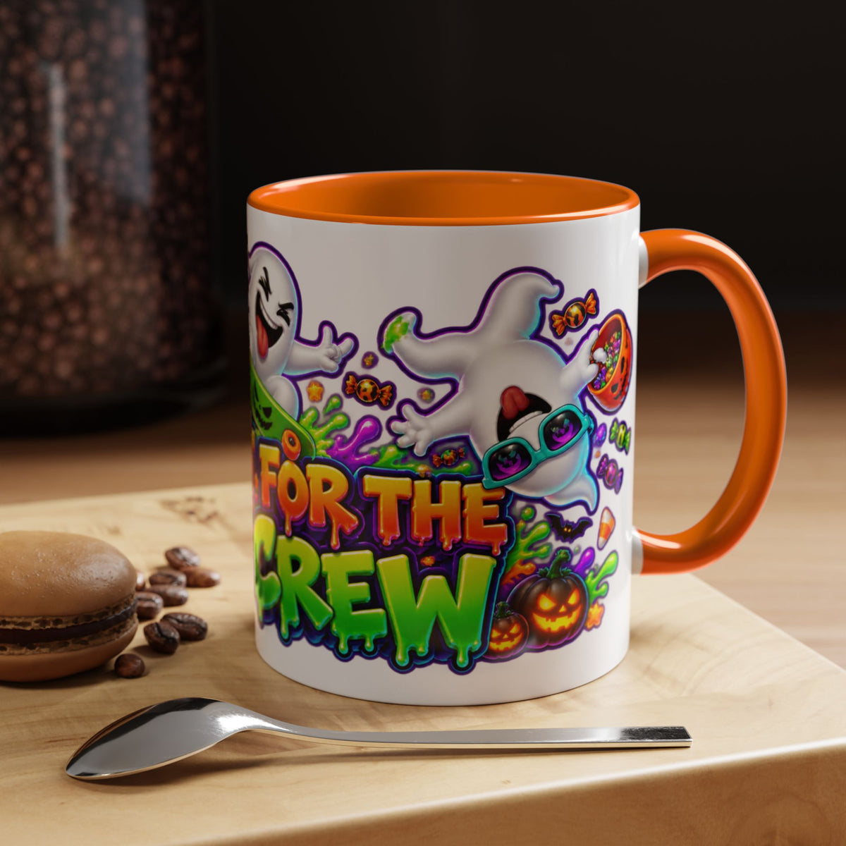 No Rest for the Boo Crew Crazy Ghosts Halloween White Mug
