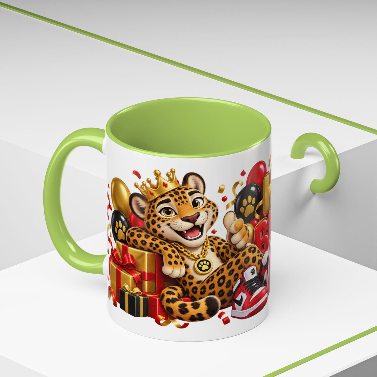 Title: Happy Birthday Jaguar Mug – Colorful 3D Birthday Gift – White Coffee Mug