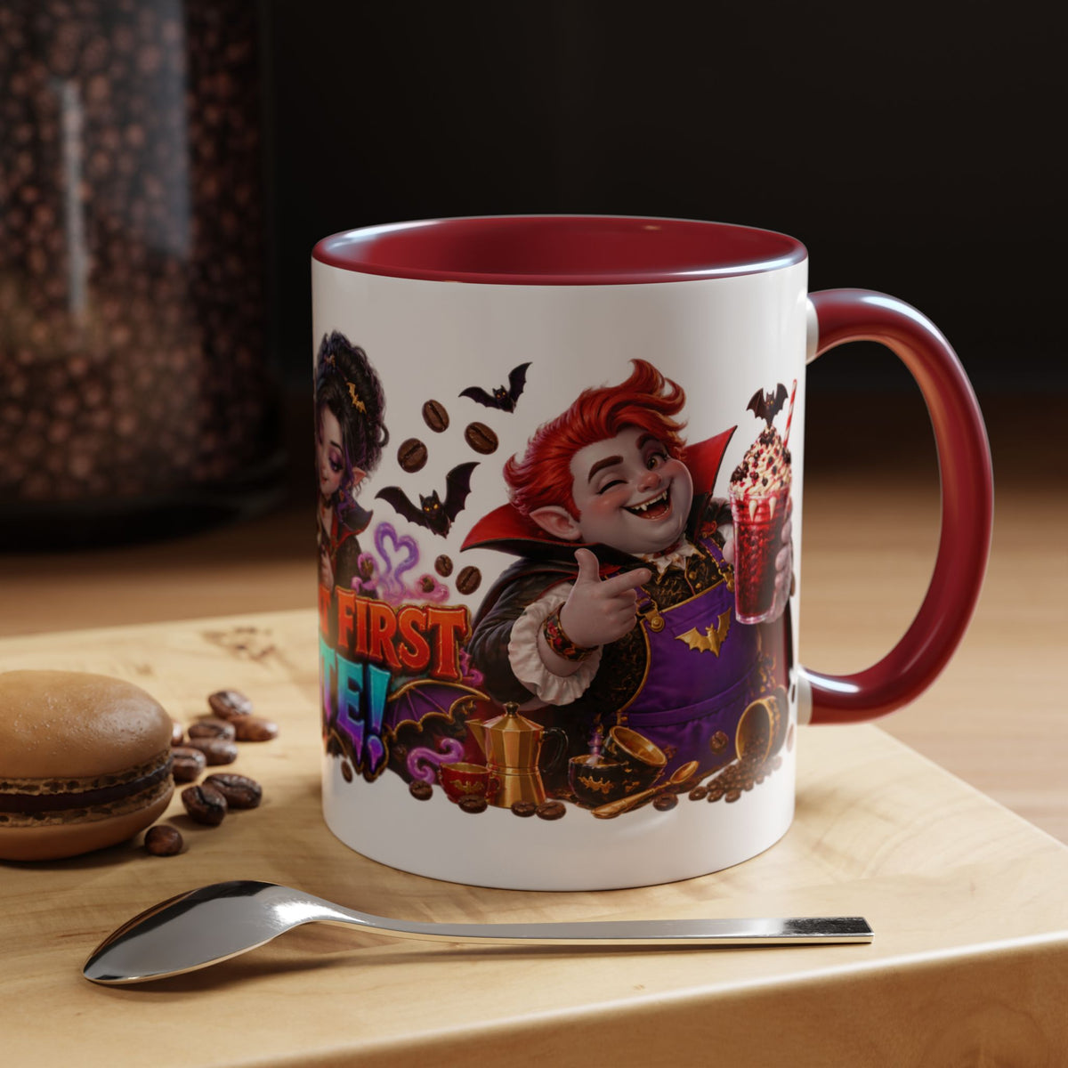 Love at First Bite Vampire Barista Halloween White Mug