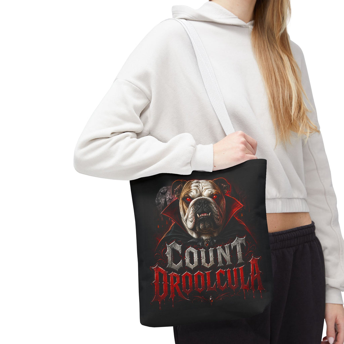 Count Droolcula Tote Bag — Halloween Bulldog Vampire Tote