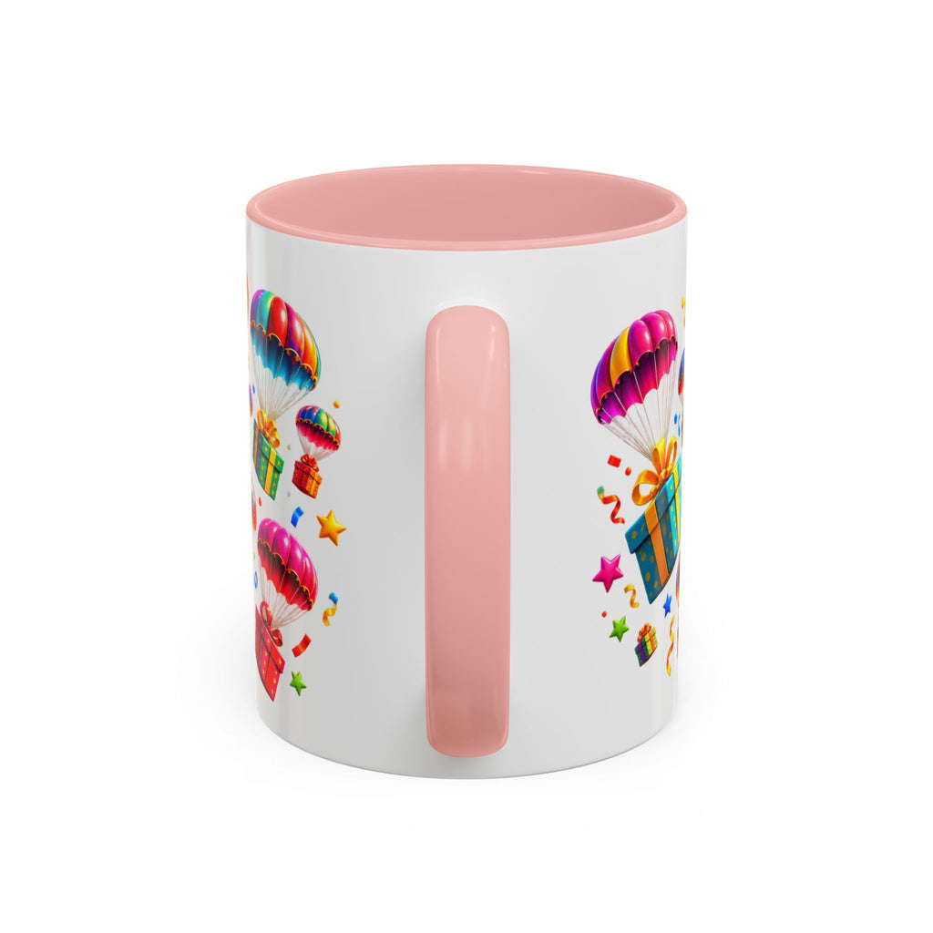 Birthday Gifts Coffee Mug — "It's Raining Birthday Gifts!" Colorful Accent Mug