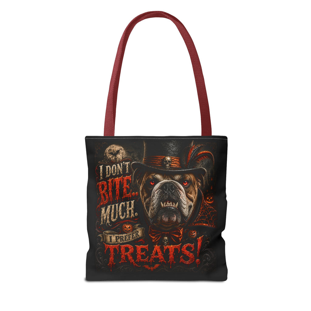 Halloween Bulldog Tote Bag - "I Don't Bite Much, I Prefer Treats!" Candy Bag