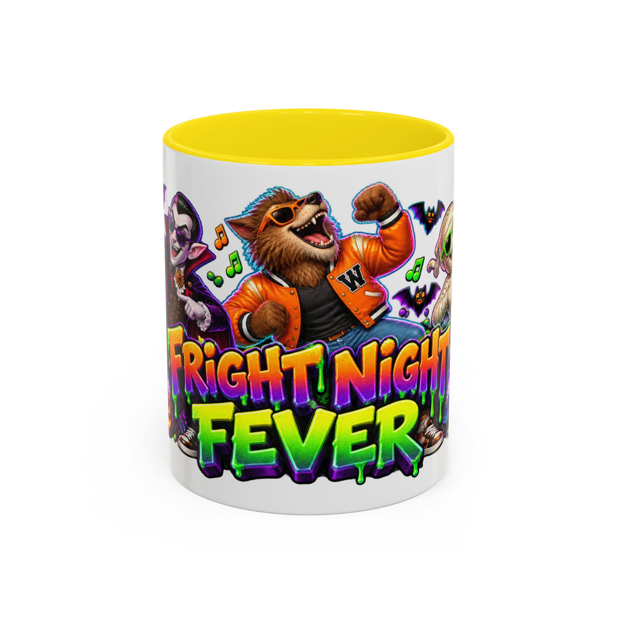 Fright Night Fever Dancing Monsters Halloween White Mug