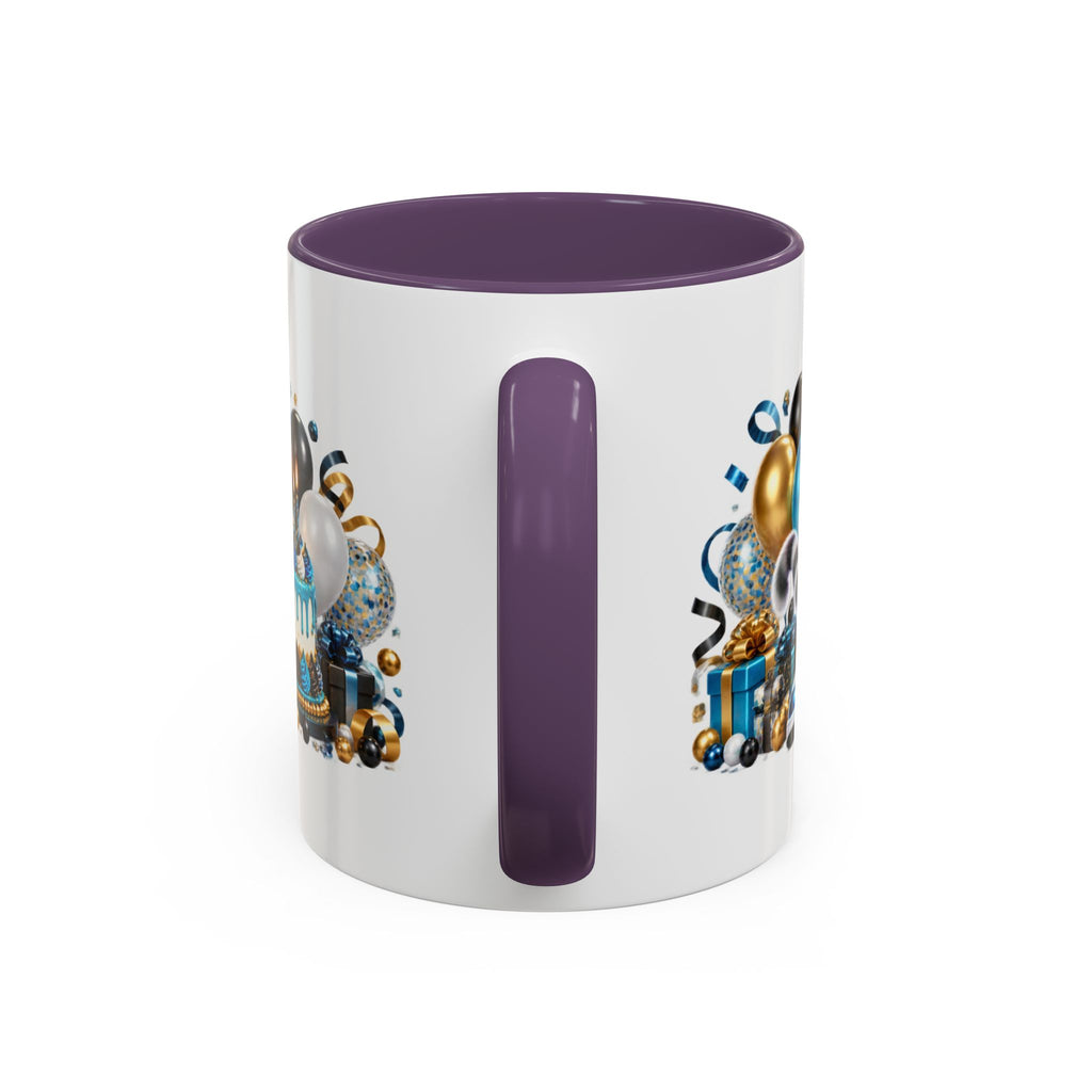 Happy Birthday White Tiger Mug – Colorful 3D Birthday Gift – White Coffee Mug