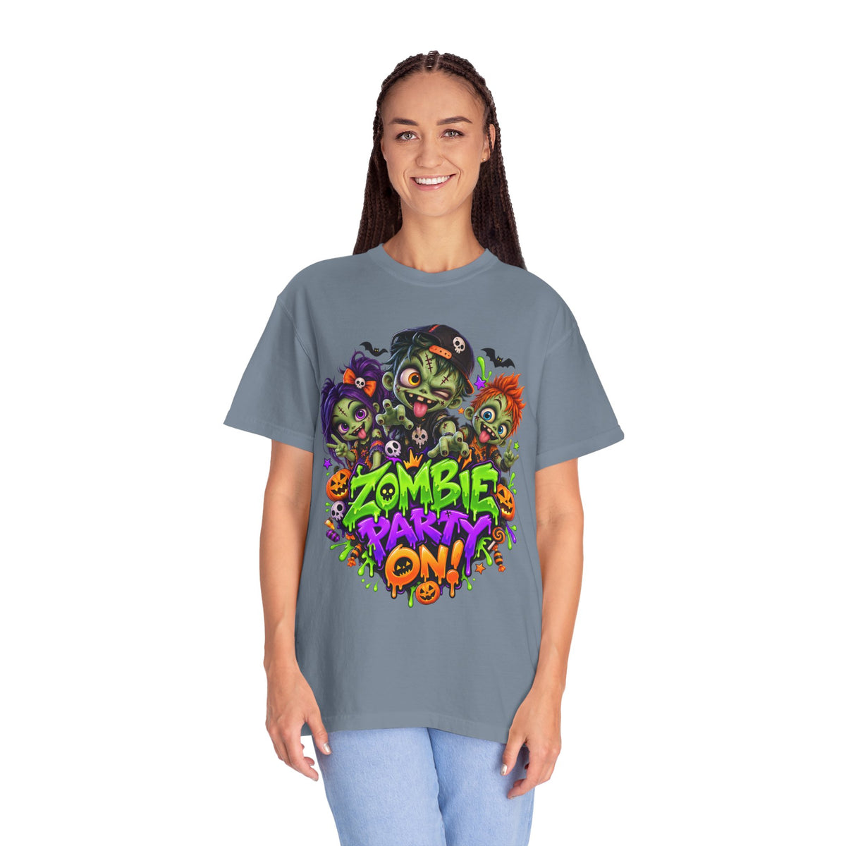 Zombie Party On! – Halloween Zombie Crew Graphic T-Shirt