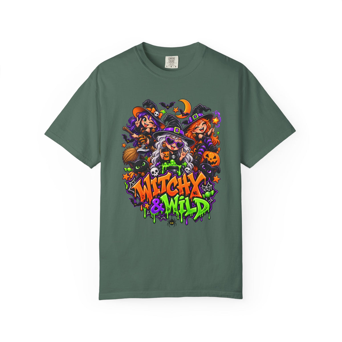 Witchy & Wild – Halloween Witch Crew Graphic T-Shirt