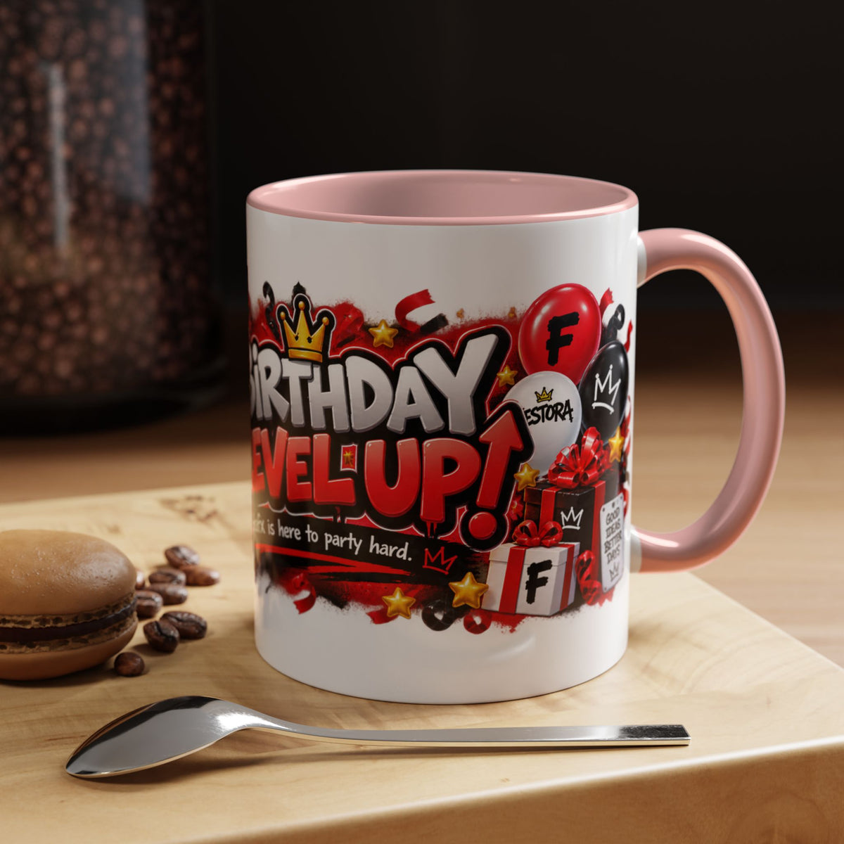 Festora Grafx Birthday Mug – Birthday Level Up Robot Coffee Cup