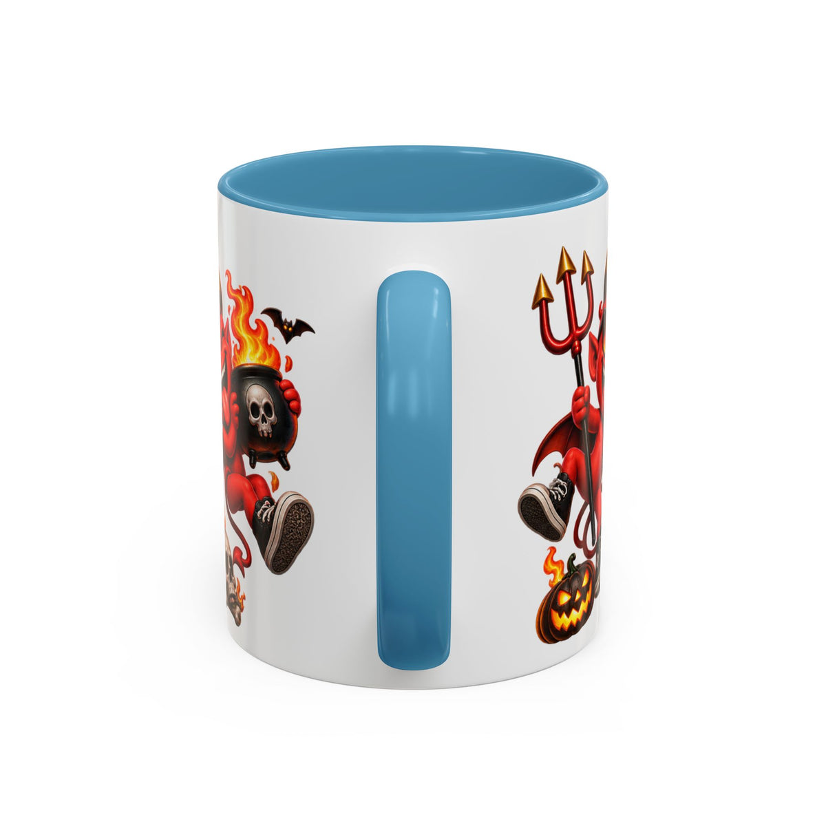 Too Hot for Halloween White Mug – Funny Devils, Flames & Spooky Design