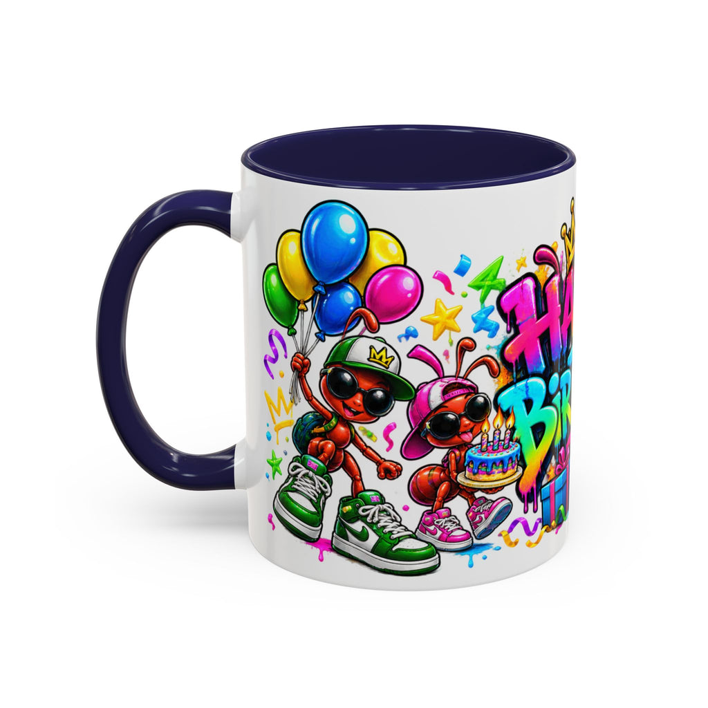 Happy Birthday Accent Coffee Mug - Colorful Graffiti Party Design (11 oz)