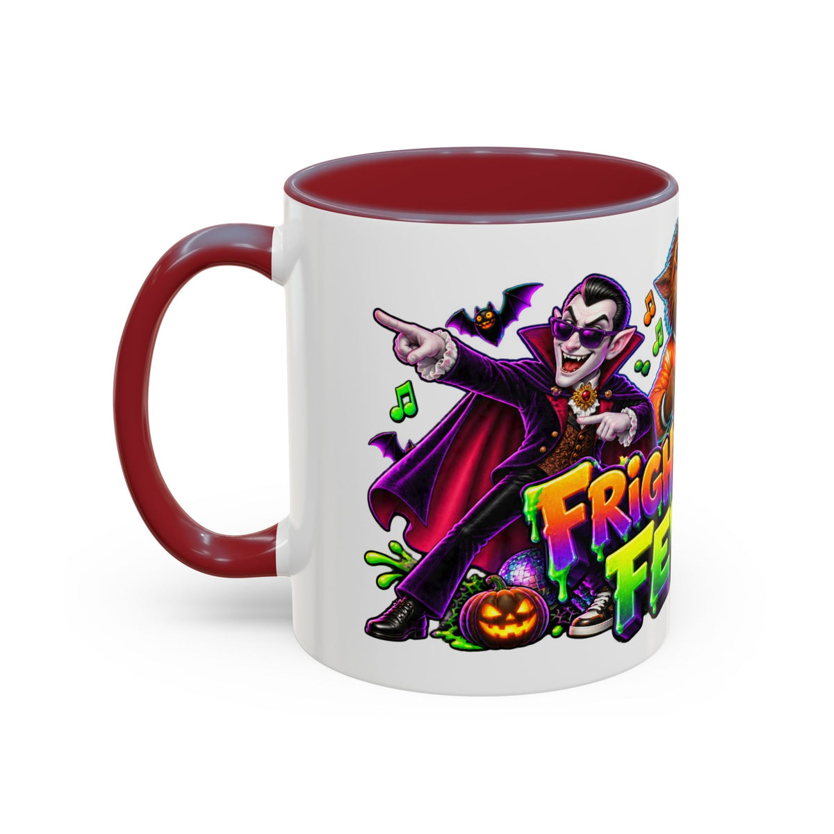 Fright Night Fever Dancing Monsters Halloween White Mug