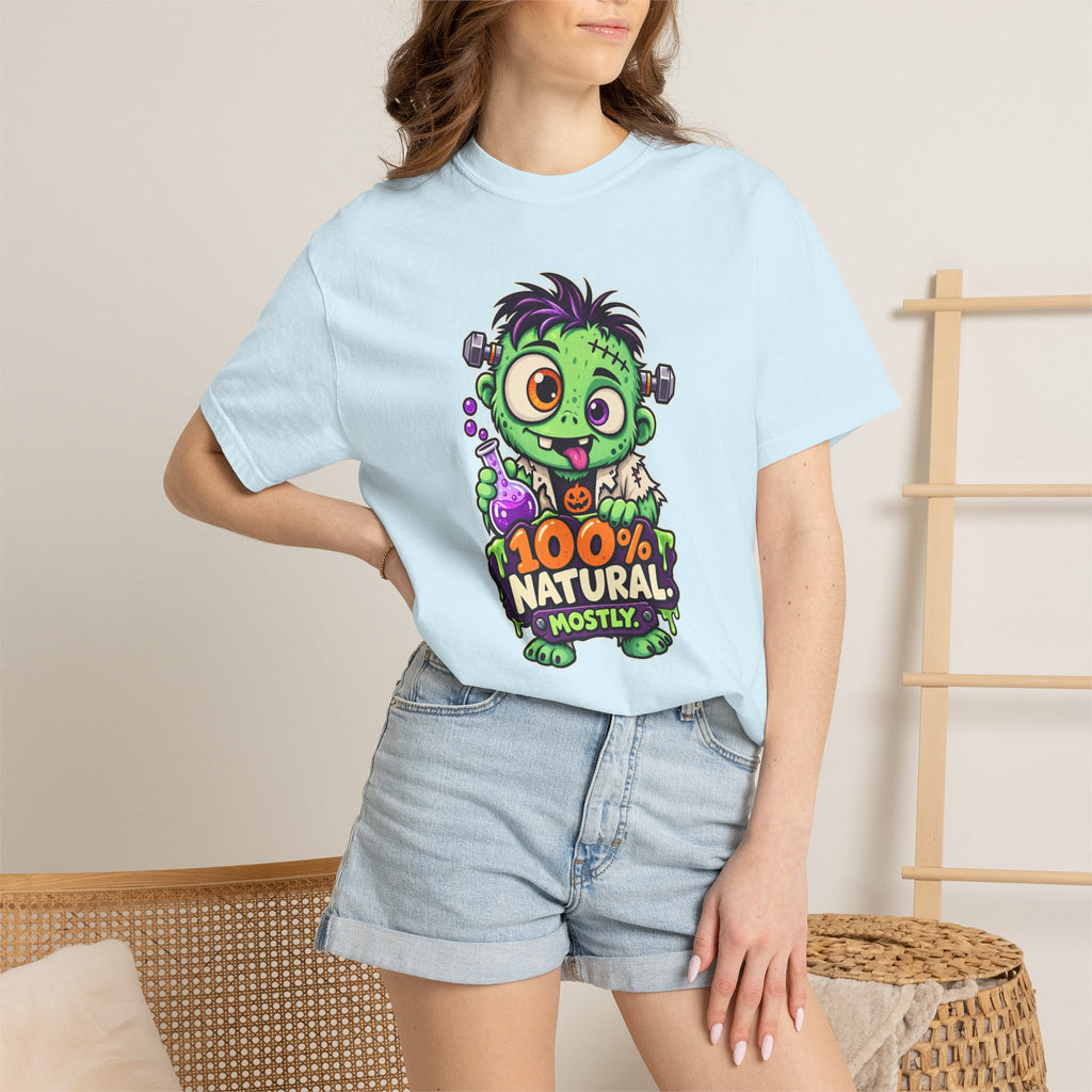 100% Natural. Mostly. – Cute Halloween Lab Monster T-Shirt