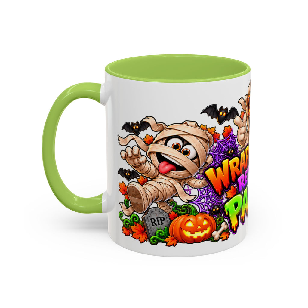 Wrapped Up & Ready to Party White Mug – Funny Mummies & Spooky Party Design