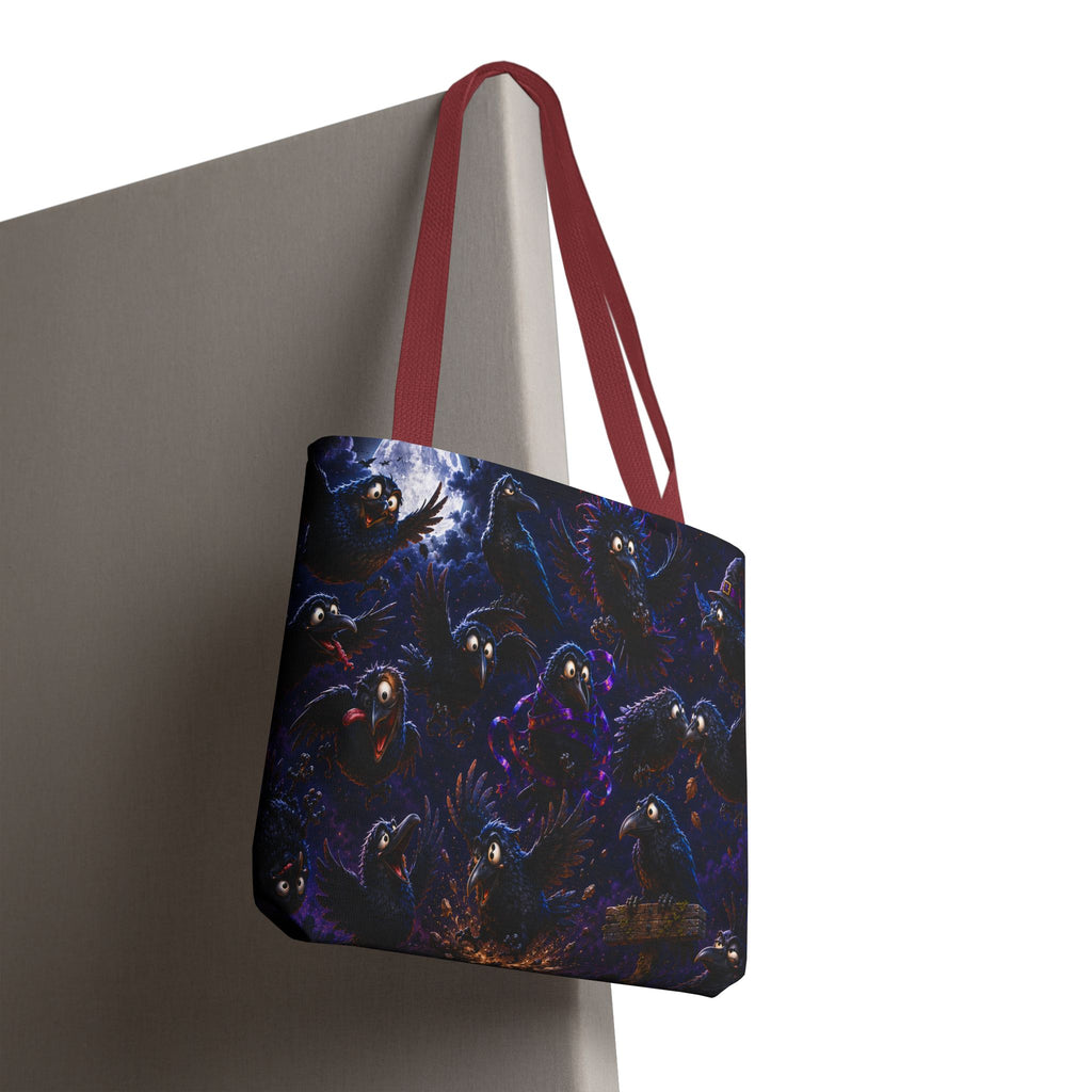 Crows at Midnight Tote Bag — Gothic Raven Moon AOP Tote for Halloween & Everyday