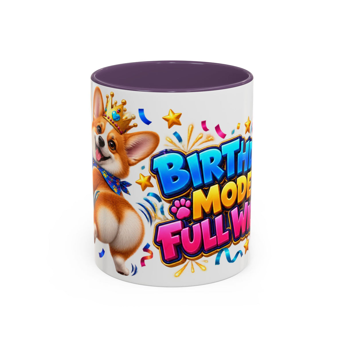Birthday Mode Full Wiggle Corgi White Mug