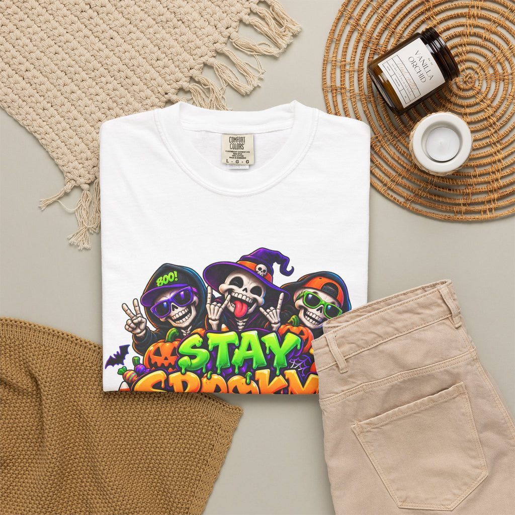 Stay Spooky Halloween T-Shirt – Funny Skeleton Crew Colorful Graphic Tee
