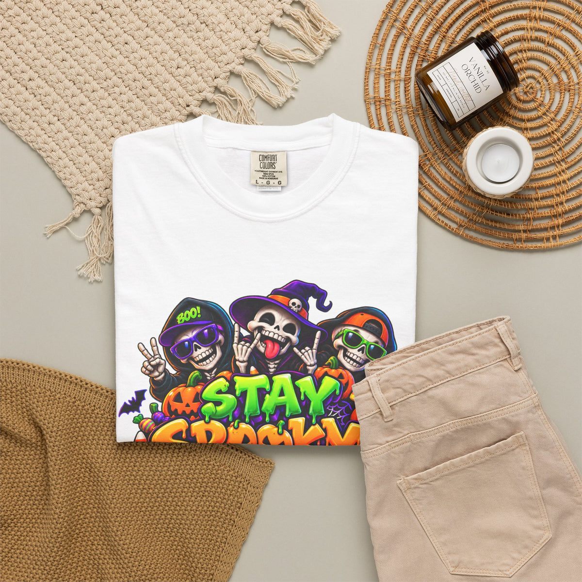 Stay Spooky Halloween T-Shirt – Funny Skeleton Crew Colorful Graphic Tee