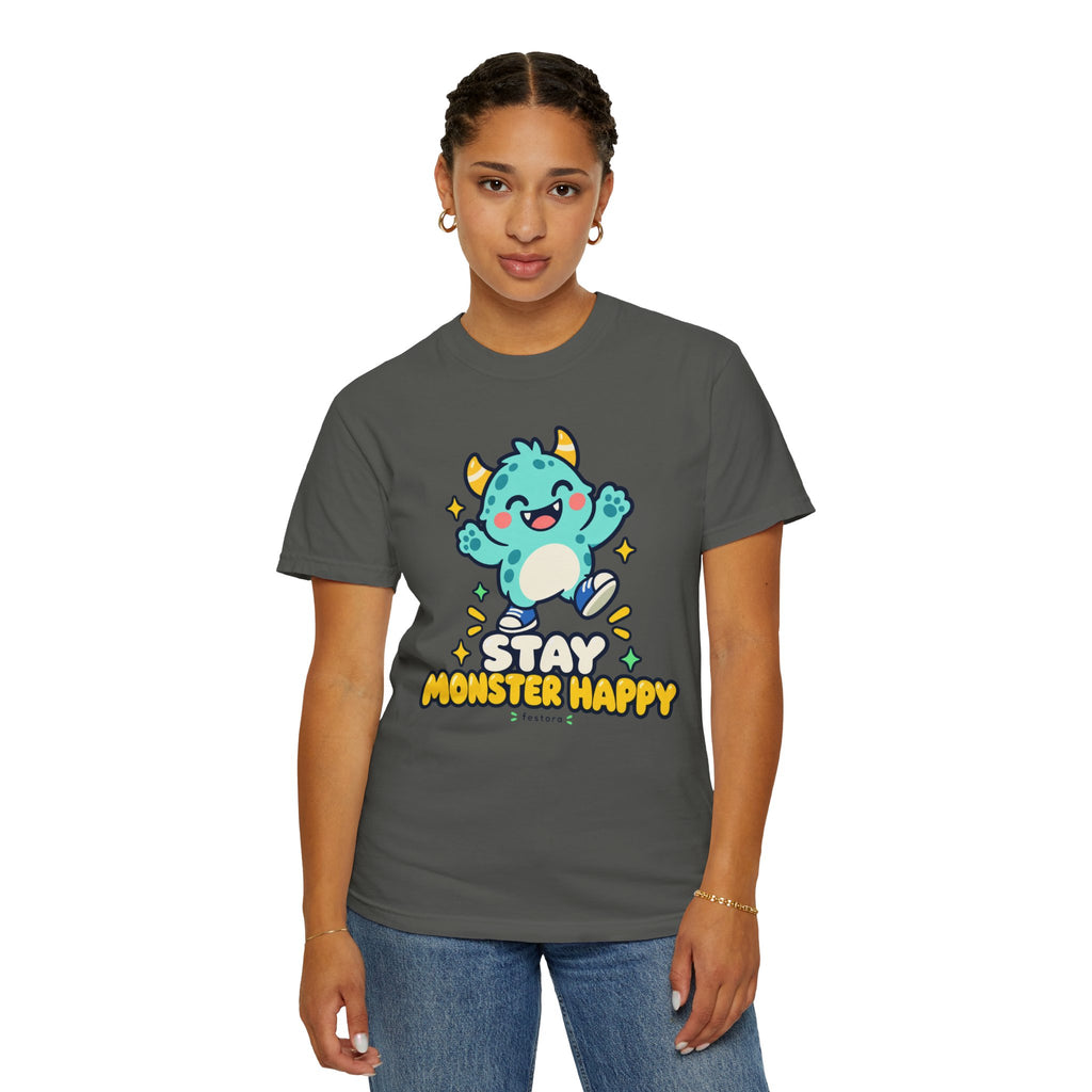 Stay Monster Happy – Cute Monster Graphic T-Shirt