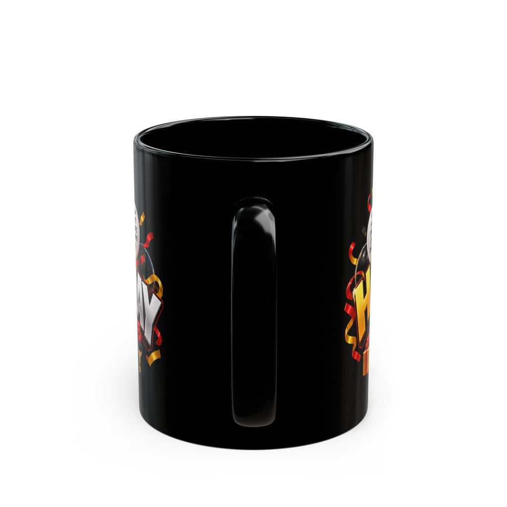Happy Birthday Bull Mug – Bold 3D Birthday Design – Black Coffee Mug