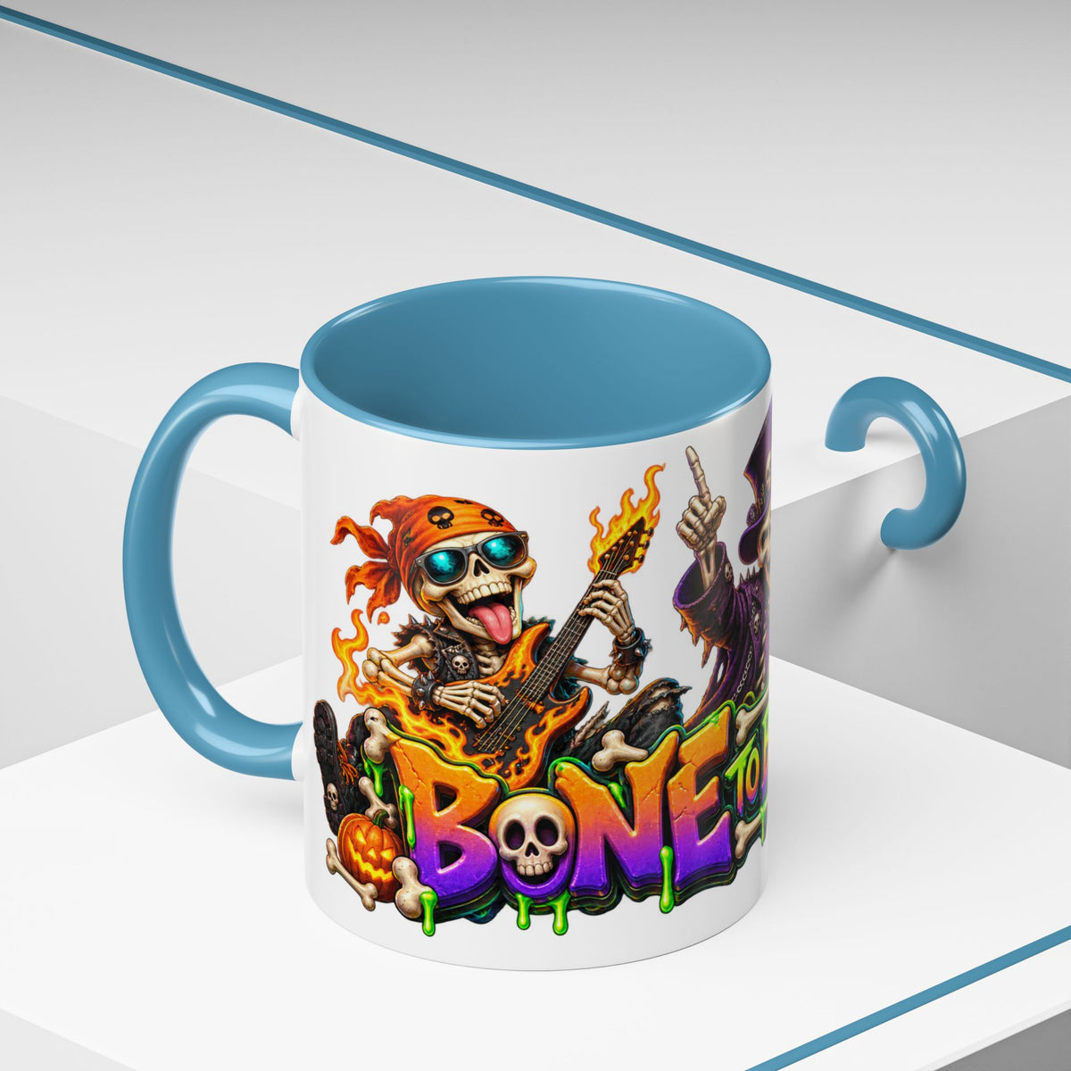 Bone to Be Wild Skeleton Crew Halloween White Mug
