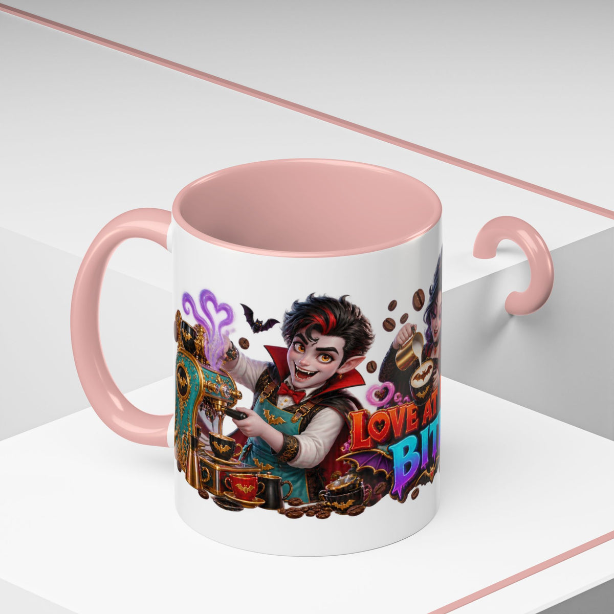 Love at First Bite Vampire Barista Halloween White Mug
