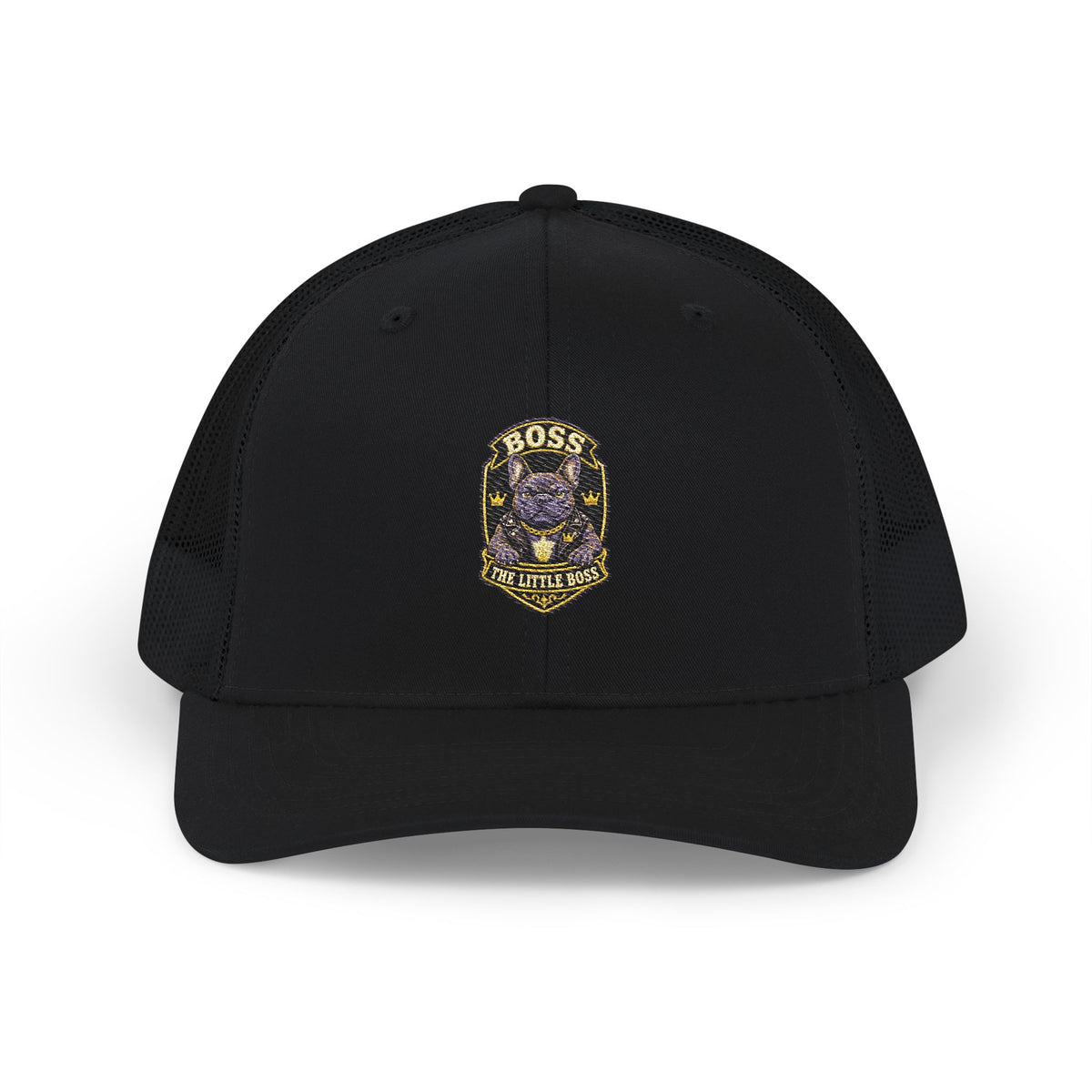 Gold Crest Embroidered Snapback Trucker Cap – Vintage Purple Emblem