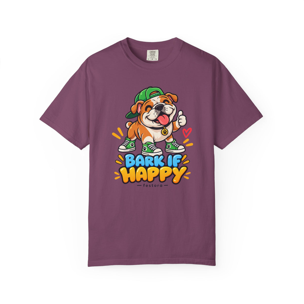 Bark If Happy – Cute Bulldog Graphic T-Shirt