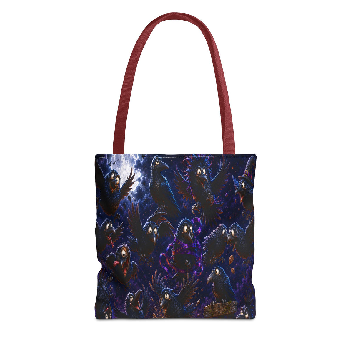 Crows at Midnight Tote Bag — Gothic Raven Moon AOP Tote for Halloween & Everyday