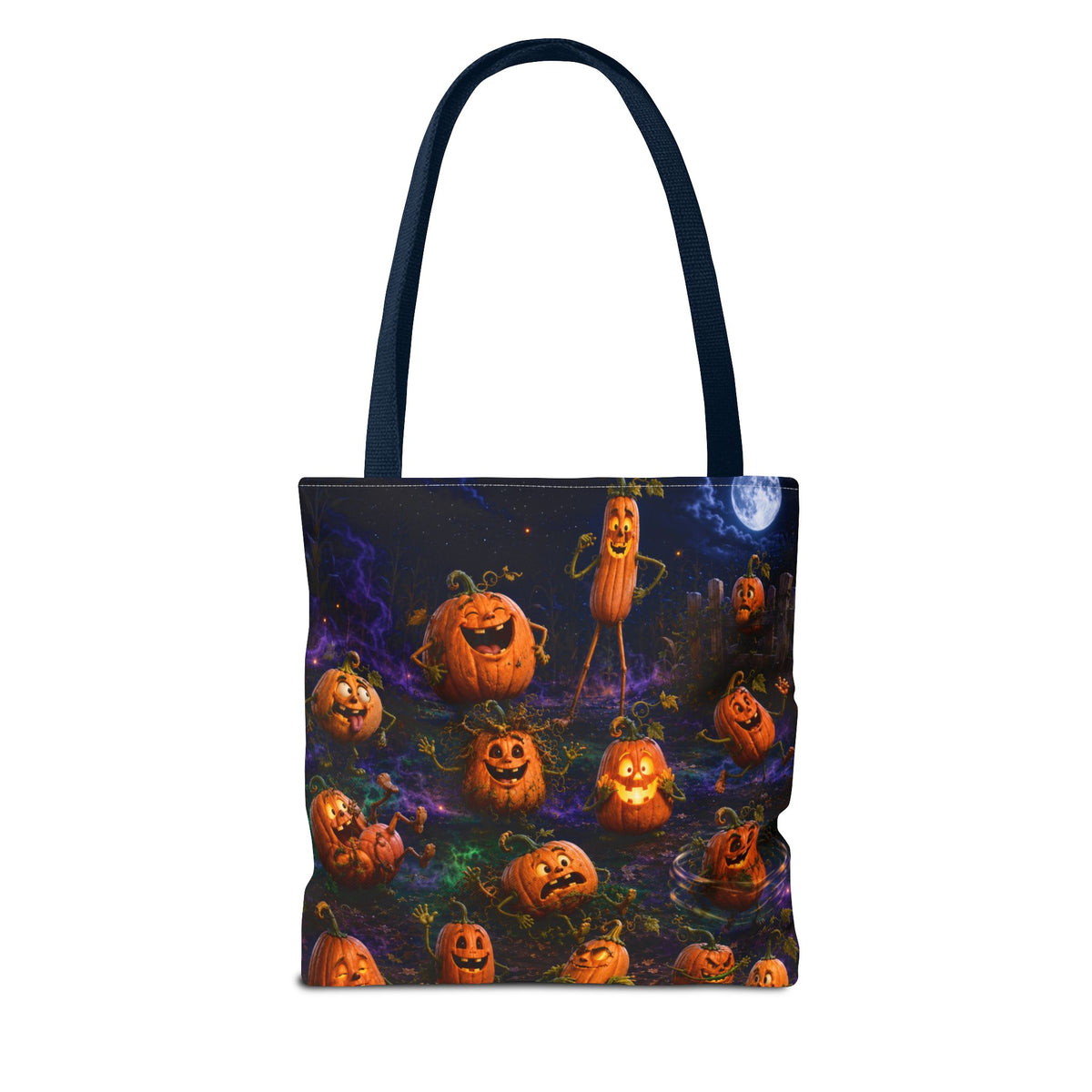 Halloween Pumpkin Patch Tote Bag — Spooky Jack-o'-Lantern All-Over Print