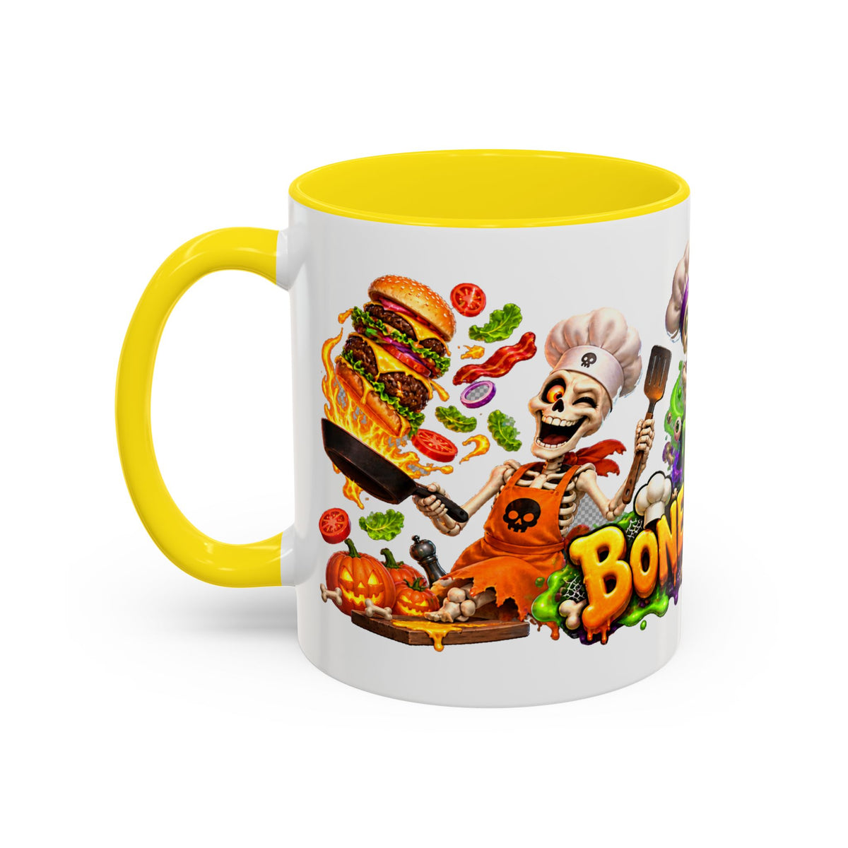 Bone Appetit Skeleton Chefs Halloween White Mug