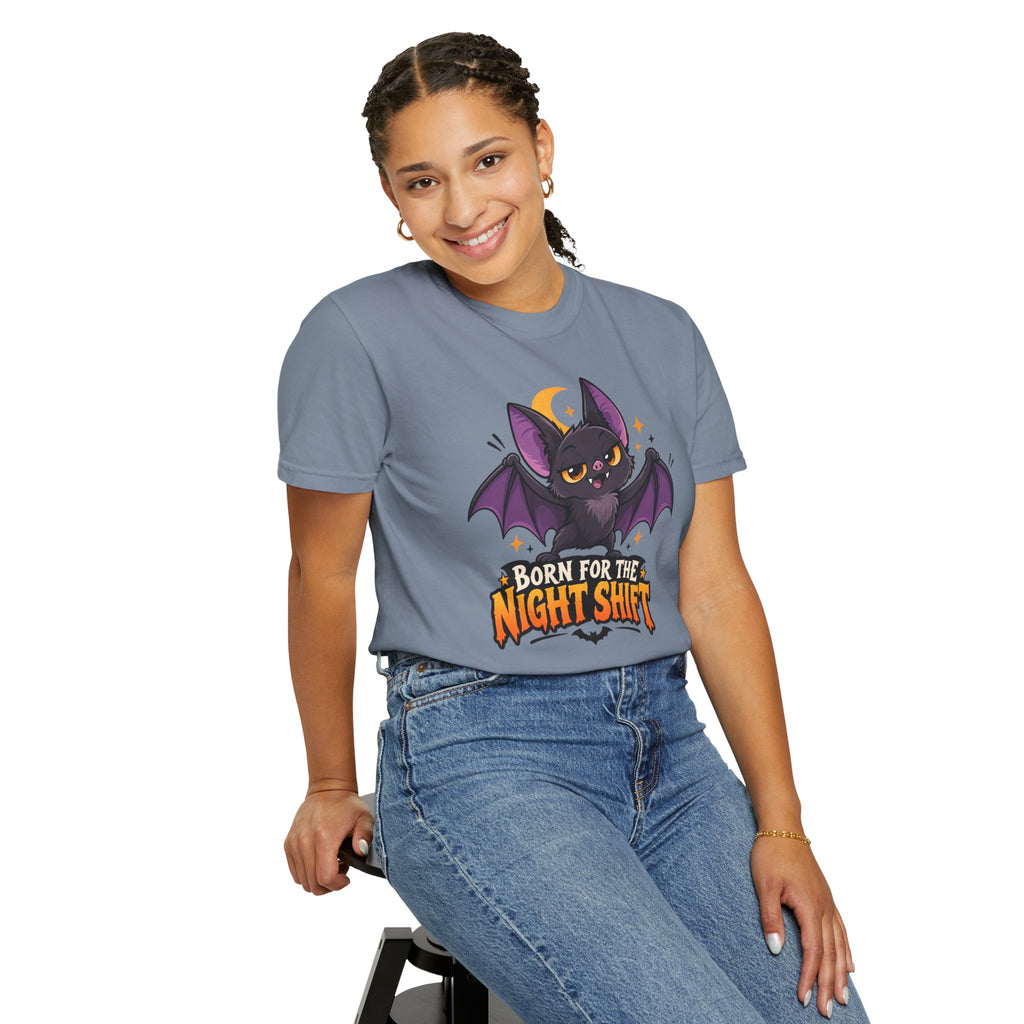 Born for the Night Shift – Cute Halloween Bat T-Shirt